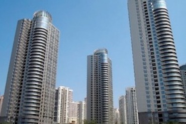 Empty apartment buildings in China