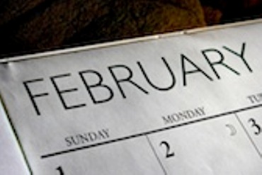 A calendar showing the month of February