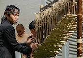 Indonesian angklung player