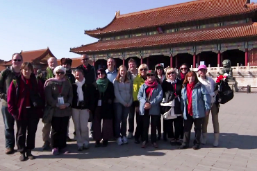 Teachers gather at a temple in China whilst on an Overseas Study Programme