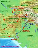 A map of the cities Alexander founded near the borders of India