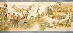 A part of the Harvest of Endurance scroll depicting Chinese farmers