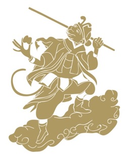 A paper cutout of Monkey King, Sun Wukong, balancing on a cloud