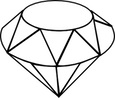 Black and white simple drawing of a diamond carat