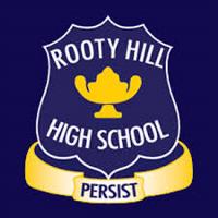 Rooty Hill logo - blue crest with golden writing